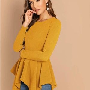 XS - Yellow Peplum Blouse - like new!